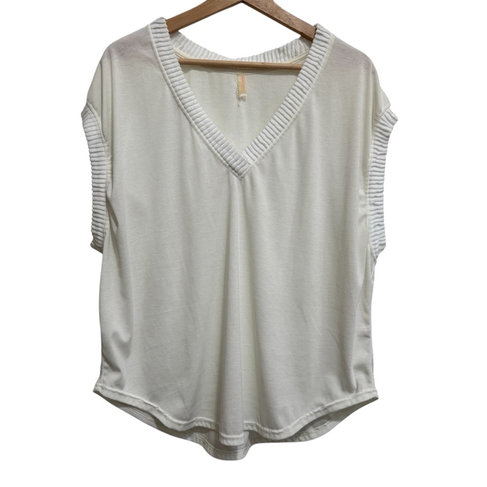 FP Movement Free People V-Neck Oversized Top Women Large Athletic Elevated Basic